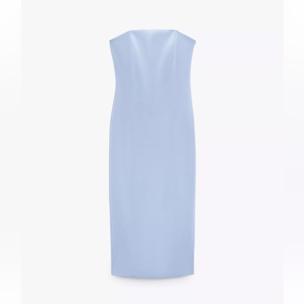 Zara Pastel Blue Strapless Midi